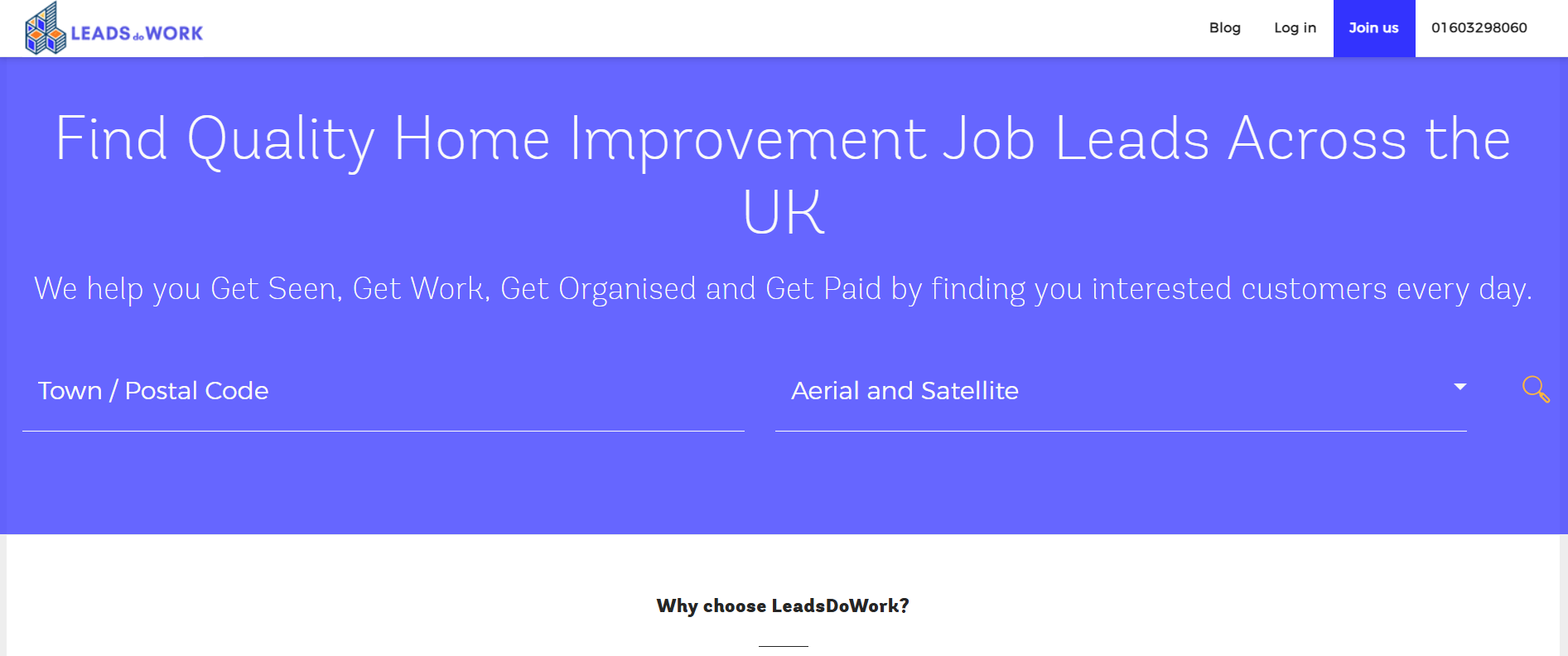 Leads Do Work homepage featuring lead generation and marketing solutions for HVAC and home improvement businesses