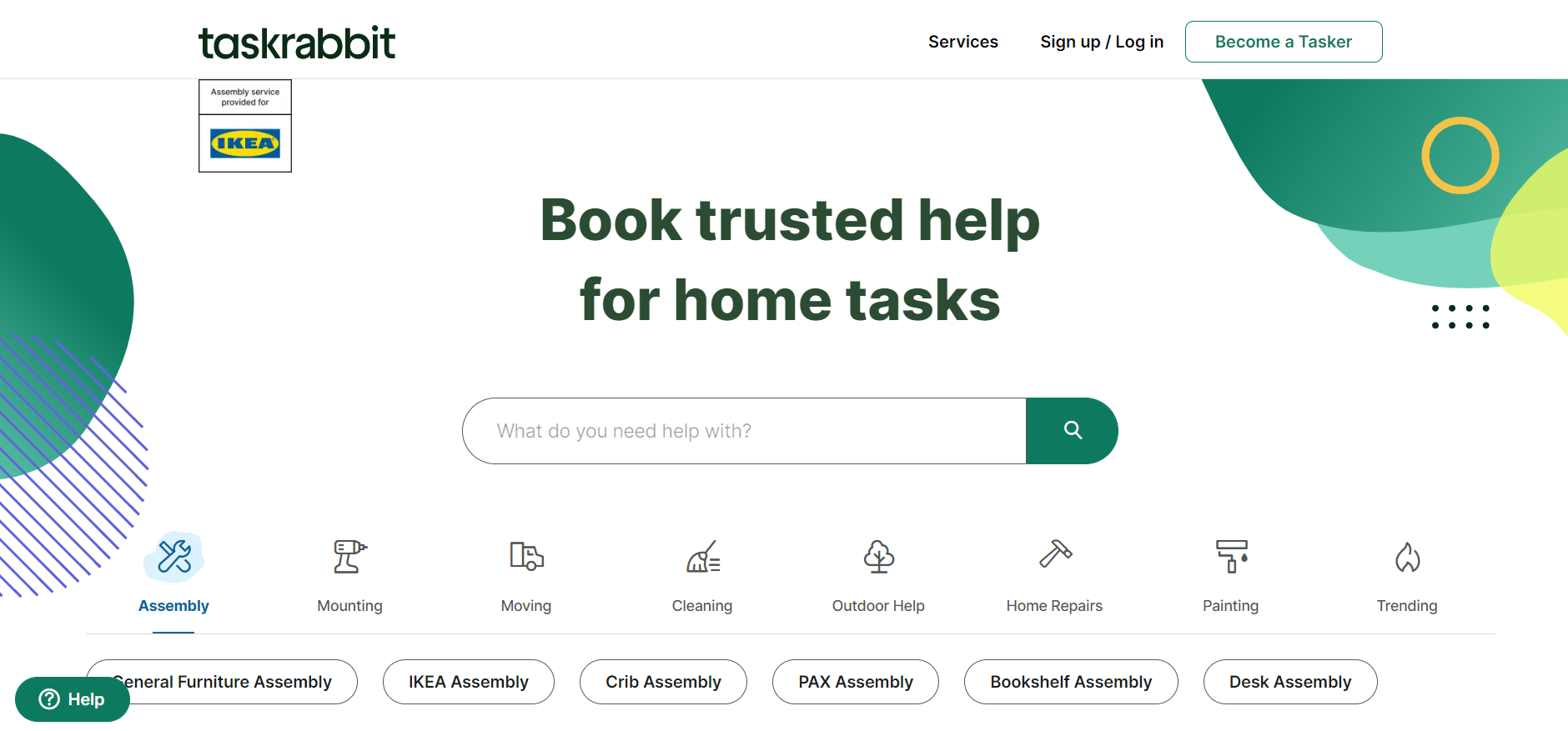 TaskRabbit homepage screenshot