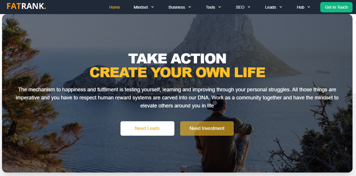 Fatrank homepage, a UK-based online mortgage lead generation agency