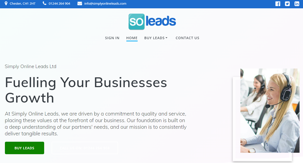 Simply Online Leads homepage, a UK-based online mortgage lead generation agency