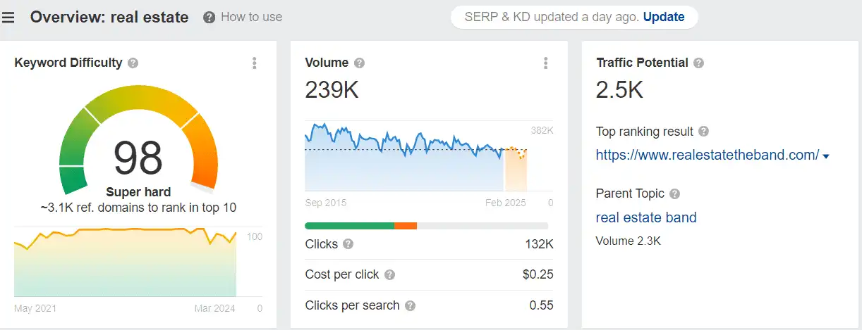 Screenshot of the SEO tool