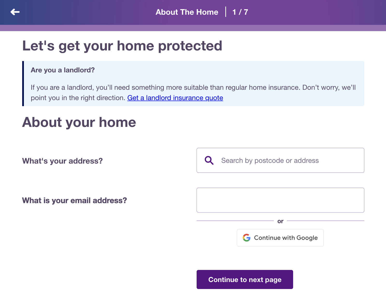 The lead collection form in the price comparison service MoneySuperMarket