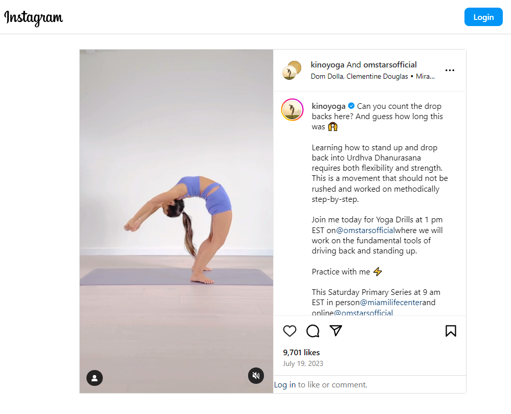 The Kinoyoga page on Instagram