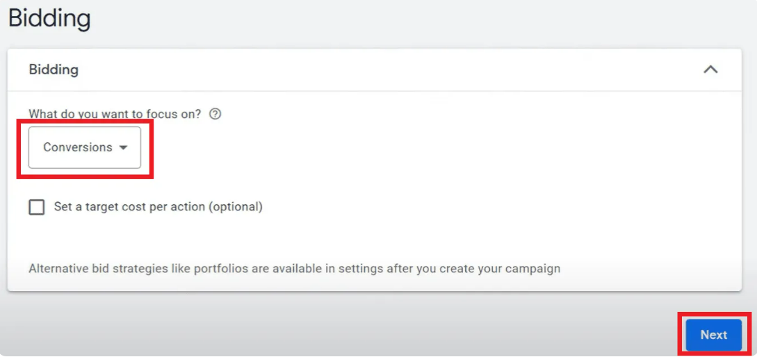 The bidding part of setting your call-only ads campaign in Google Ads