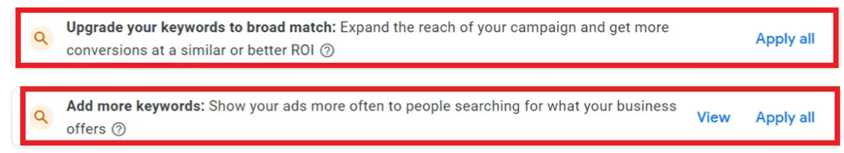 Choosing whether you want to show your call-only ads to relevant yet no exactly matching keywords