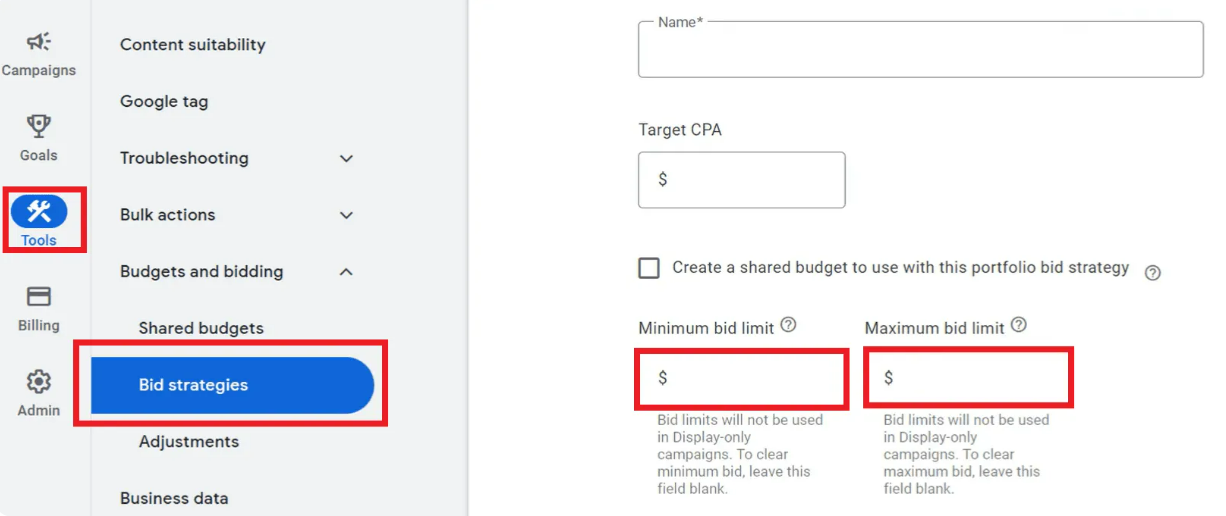 Setting the minimum and maximum budget for one call within your call-only ads campaign