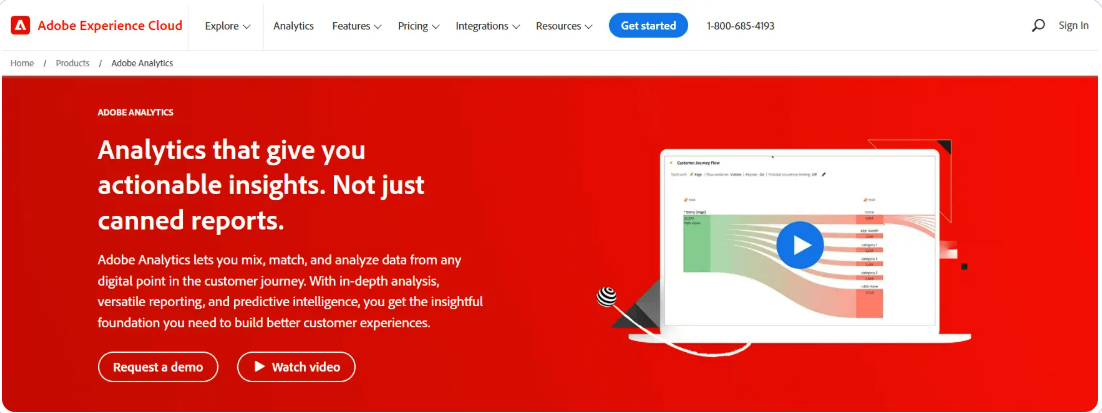 Home page of the Adobe Analytics