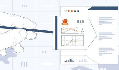 Vizualization of a computer screen displaying a home service business marketing dashboard with charts, customer analytics, and lead generation insights.
