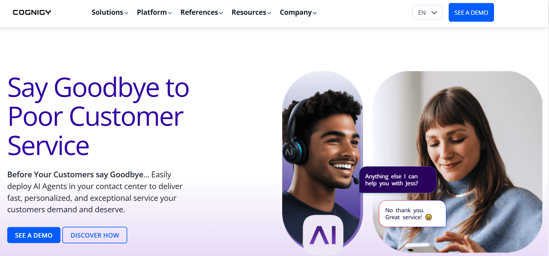 Cognigy homepage screenshot