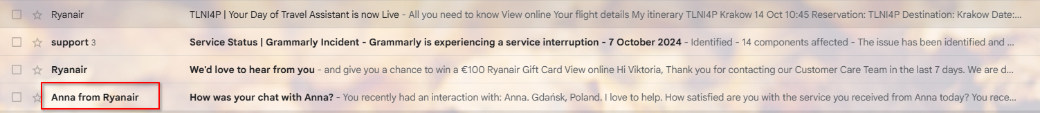A screenshot showing the sender's name as a more personal touch when doing email marketing and implementing the best personalisation practices