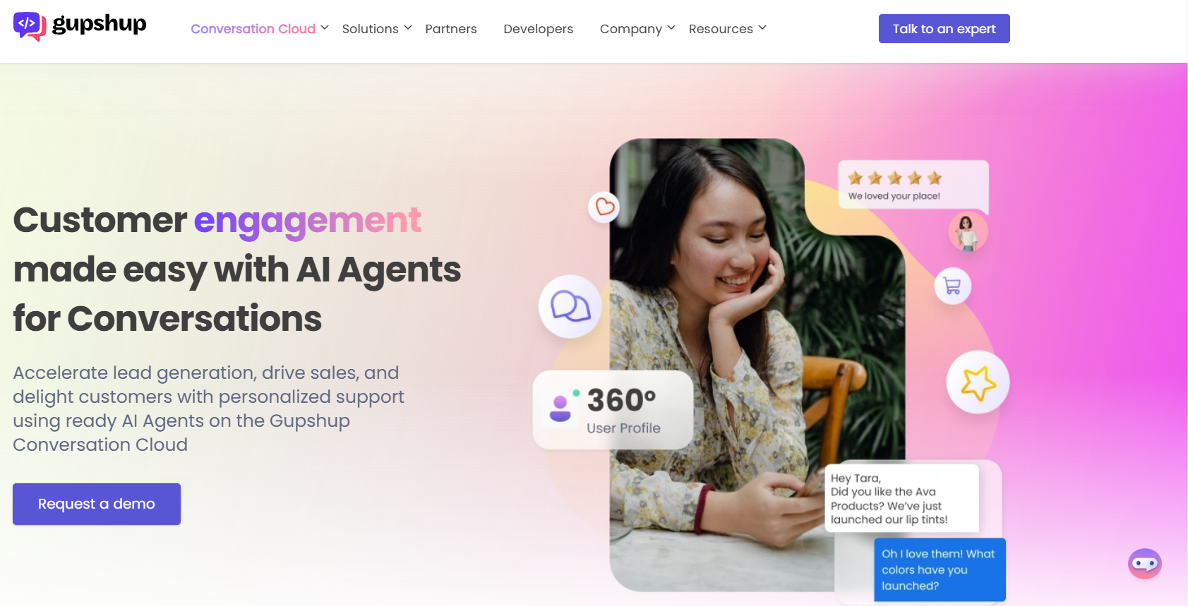 Gupshup homepage screenshot