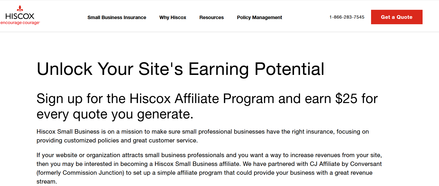 Hiscox homepage