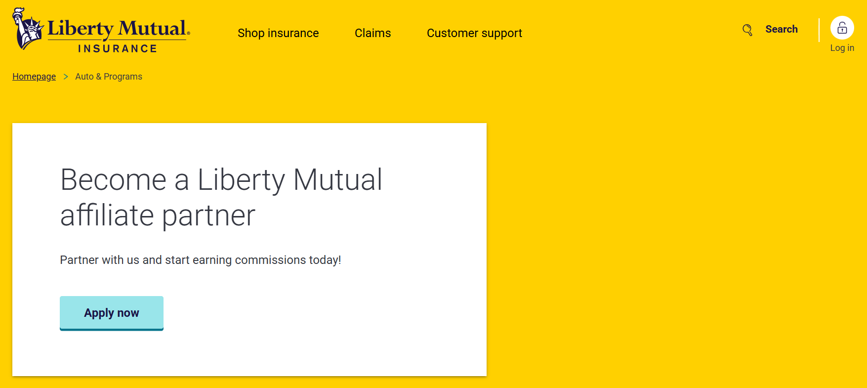 Liberty Mutual homepage