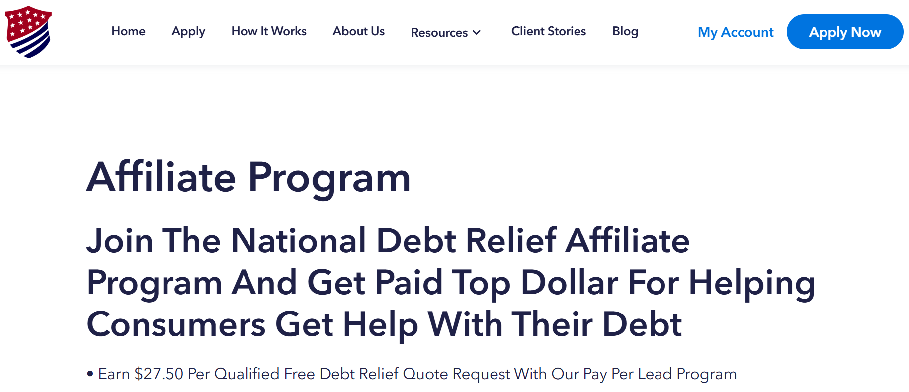 National Debt Relief homepage