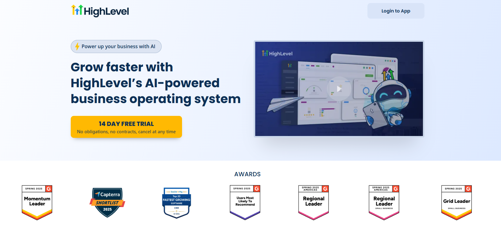 HighLevel homepage, an all-in-one marketing platform with call tracking