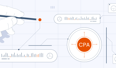 A hand measures metrics within a CPA business model