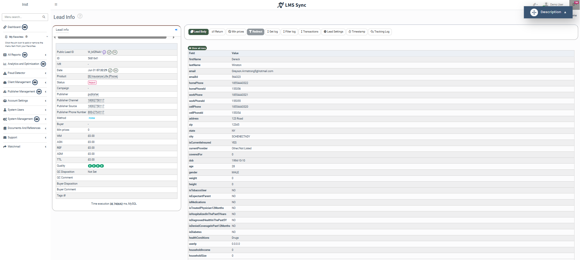 LMS Sync lead snapshot screenshot
